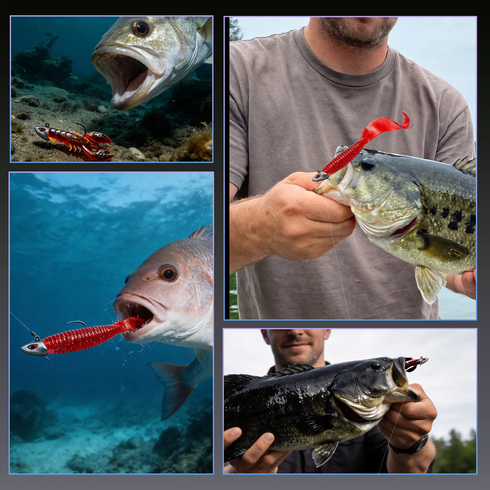 FishTrip Swimbait Jigköpfe 5 Stück Salzwasser-Jigköpfe zum Angeln mit 3D Roten Augen Hochkarbon-Stahl Jigköpfe für Barsch – Detail 7