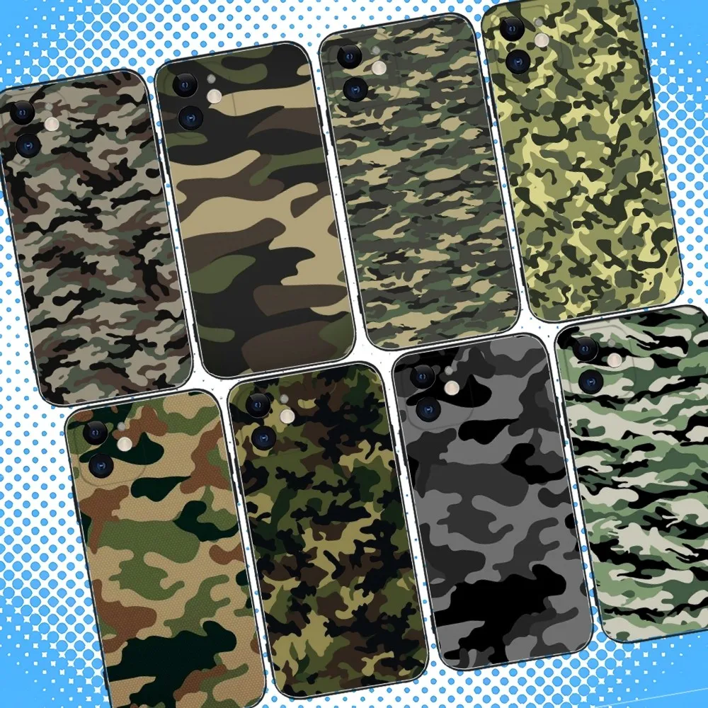 

Camouflage Camo Military Army Phone Case For iPhone 16,15,14,13,12,11,Pro,Max,Plus,X,XS,XR,SE,8,7,Mini,Soft Silicone Black Case