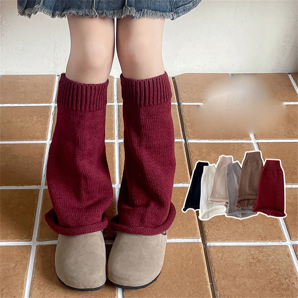 Girls Calf Pile Socks Autumn Winter Long-tube Wide-leg Flared Foot Covers Korean JK Children's Warm Soft Solid Color Leg Warmers