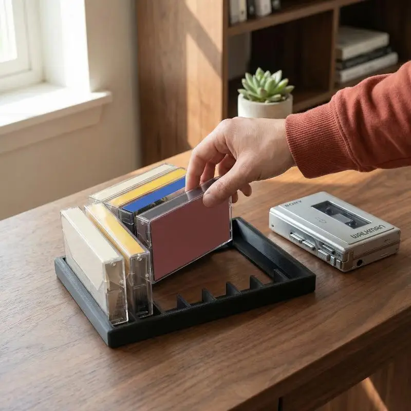 1 Pcs Cassette Tape Storage Rack Audio Cassette Tape Holder Rack 8/10 Slot Total Cassette Tape Organizer Rack For Studio Desktop