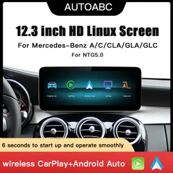 Wireless Carplay/Android Auto 12.3'' Touch screen Multimedia Radio Receiver for Mercedes Benz NTG5.0 GLA CLA GLC HD 1920 * 720