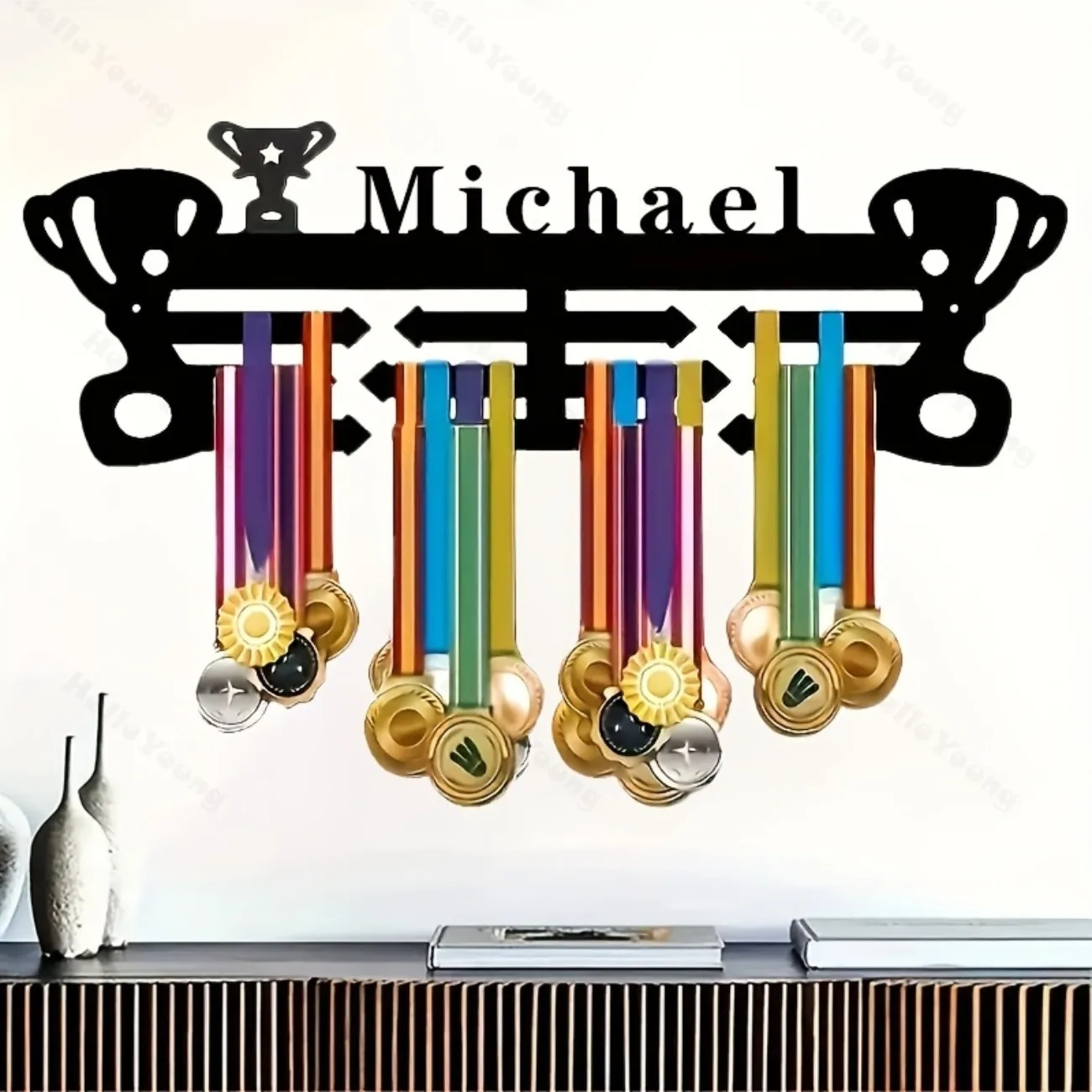 Vintage Metal Medal Holder with Custom Name DIY Wall Display Hot Sale for Trophies & Medals.