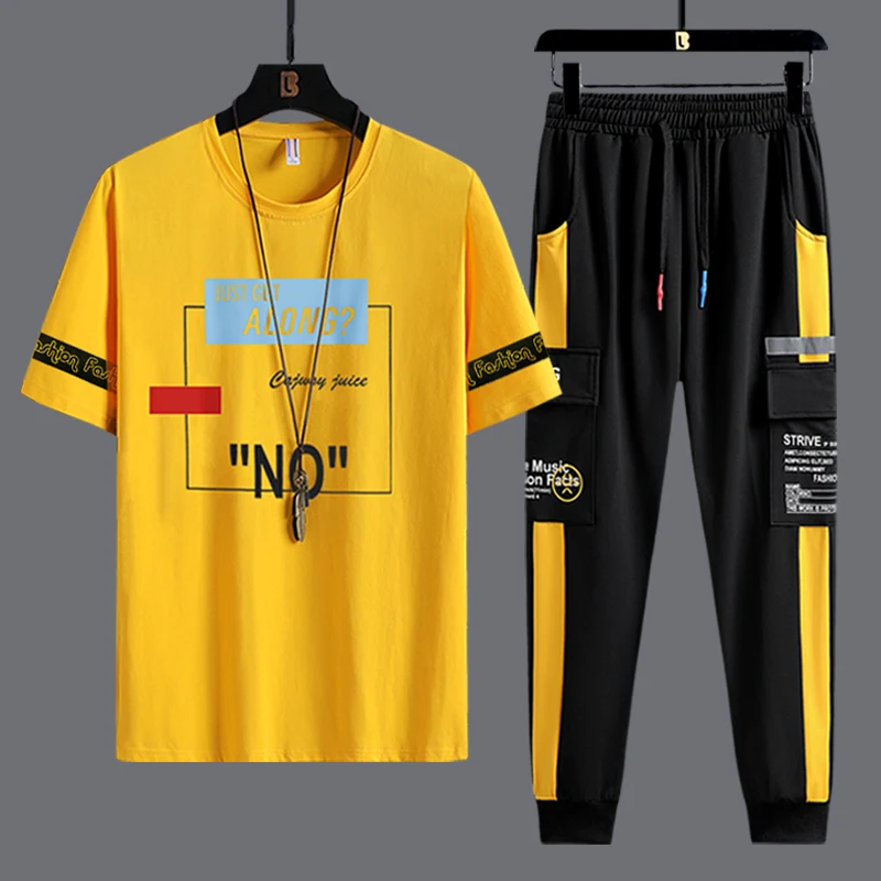 2023 new sport t shirt suits tees mens pants 2 piece matching sets outfit clothes for men t-shirts tracksuit sweatshirts 0065