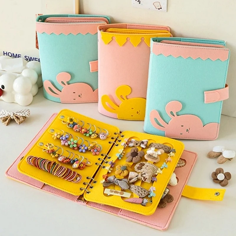 

Hair Accessories Storage Book Foldable Non-Woven Fabric Contrasting Color Large Capacity Easy To Carry Hair Clip Organizer