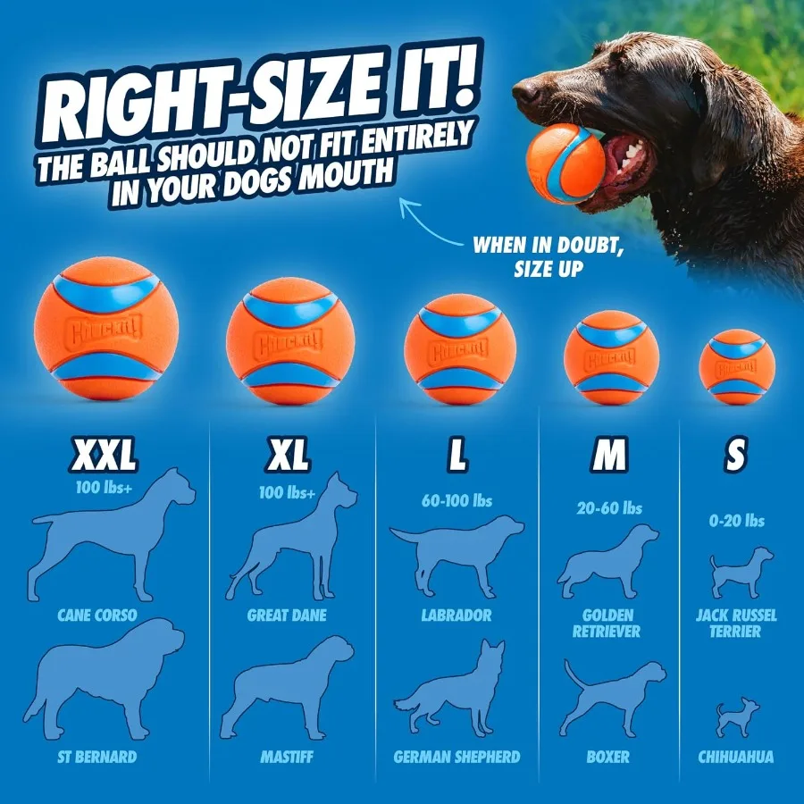 Giocattolo per cani Ultra Ball Palline medie rimbalzanti per cani da 2060 libbre Realizzate da giocattoli galleggianti in gomma resistente per animali domestici Dimensioni medie 2,5