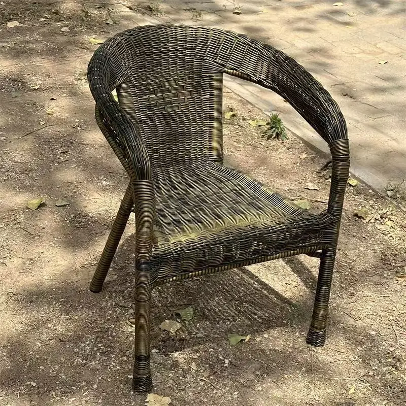 Rotan stoel rotan driedelige set ouderen rugleuning kruk ouderen stoel fauteuil