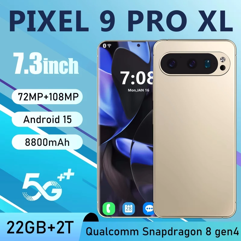 Nuevo teléfono inteligente Pixel 9 Pro XL 16GB + 1TB 7,3 pulgadas HD teléfono móvil 72 + 108MP Dual SIM 5G teléfonos móviles 8800mAh Android15 desbloqueado