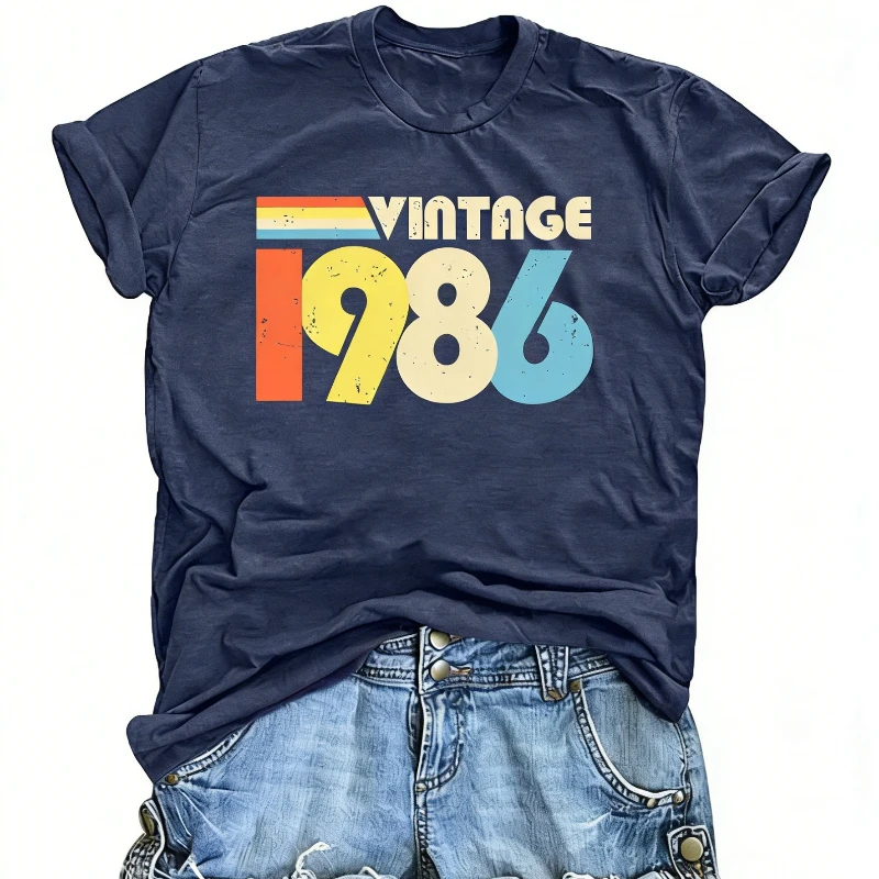 Gifts for Women Fifty Birthday T-Shirts Vintage 1976 50 Years Old Birthday Party Funny Graphic Print Shirt Summer Cotton Tees