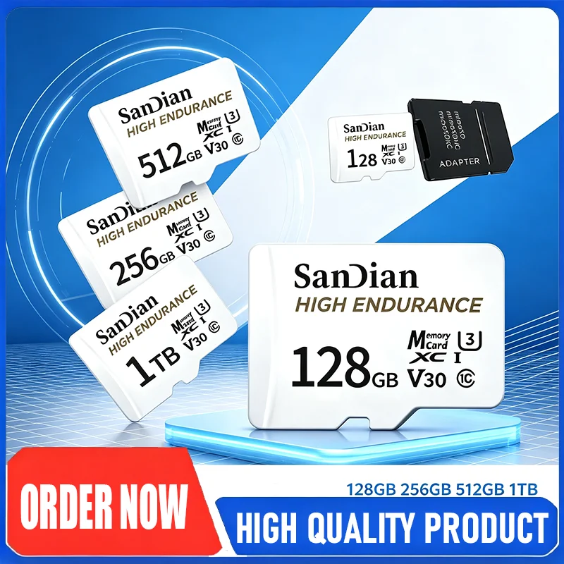 Professional 128GB Micro TF SD Card 2026 High Endurance V30 U3 C10 for Home Monitoring Dash Cam Lightweight & Portable