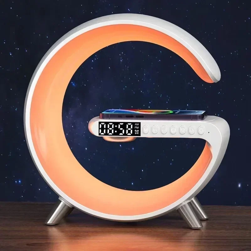 15 واط شاحن لاسلكي 6IN1 ساعة تنبيه App التحكم RGB جو ليلة ضوء سمّاعات بلوتوث محطة آيفون سامسونج شاومي #1