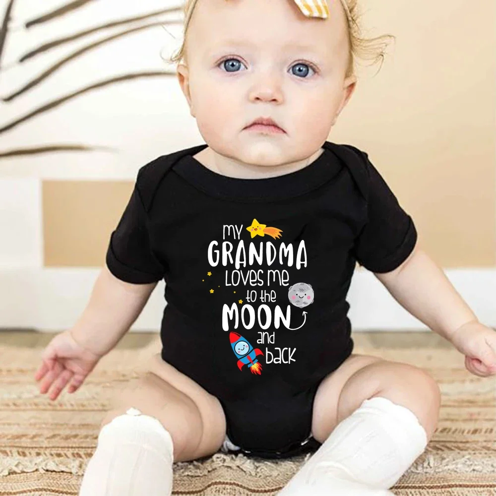 

Newborn Baby Bodysuit My Grandma Loves Me To The Moon and Back Printed Cotton Body Baby Boys Girls Rompers Infant Ropa Clothes