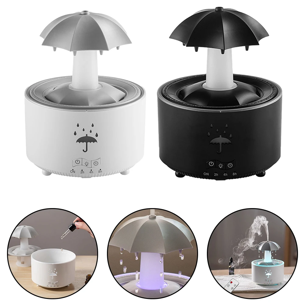 Rotating Umbrella Water Drop Humidifier Adjustable With Light Scent Diffuser For Desktop Living Room Study Bedside Table Bedroom