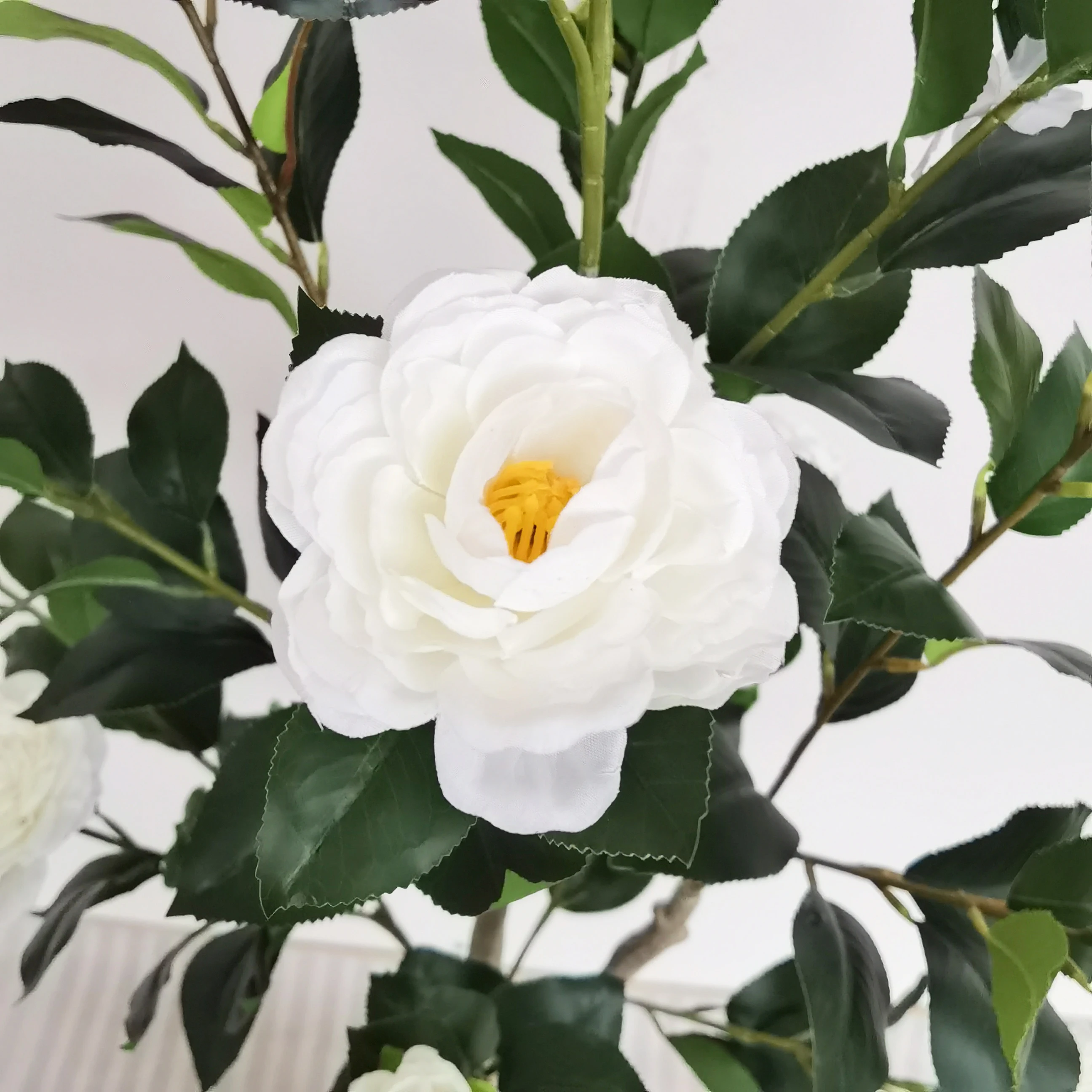 125-195 سنتيمتر شجرة الكاميليا الاصطناعية الجديدة مع وعاء بلاستيكي نبات صناعي داخلي للمنزل غرفة المعيشة مكتب حديقة حفل زفاف #6