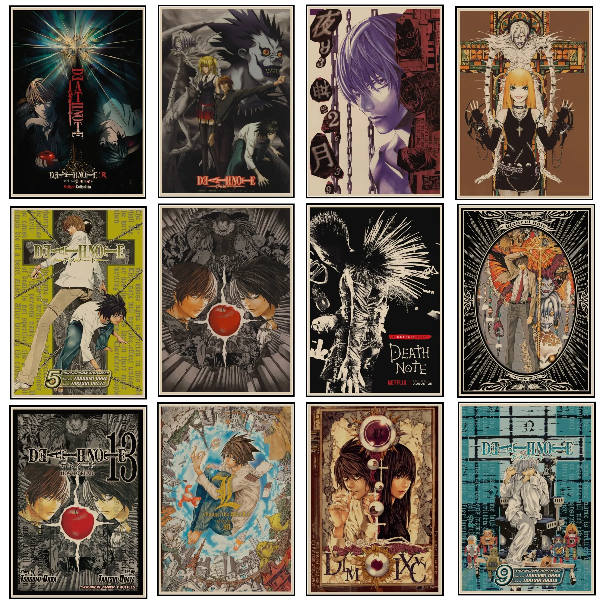 Carteles clásicos de la serie de Anime Death Note, póster de papel Kraft Retro, decoración de la habitación del Bar, Pintura Artística, pegatina de pared, imagen A1