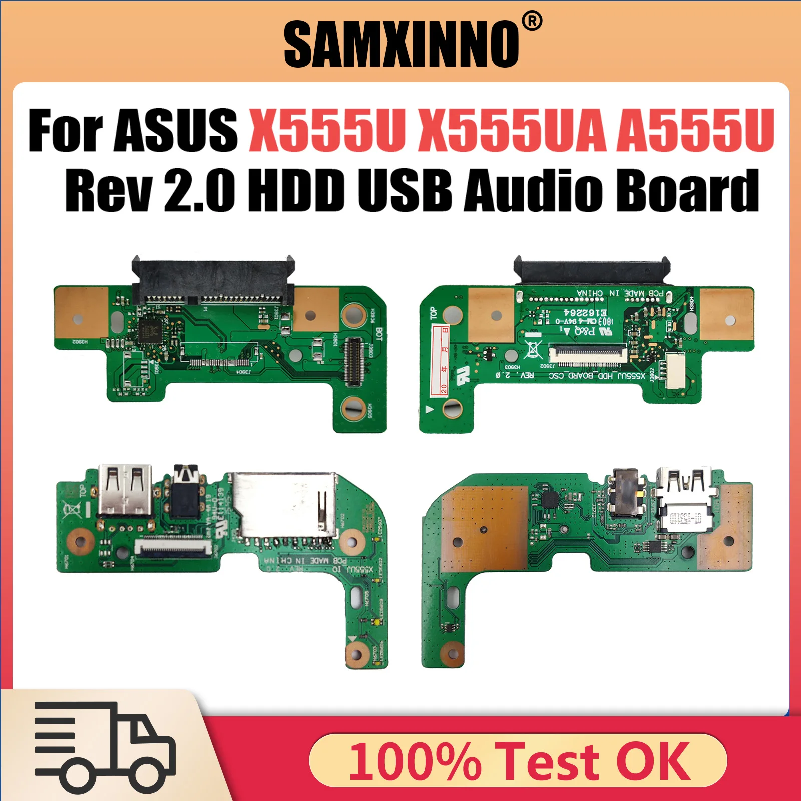 

Original For Asus X555U X555UA A555U F555U K555U X555UJ Rev 2.0 HDD Hard Disk Drive USB Audio Board 100% Tested Fast Ship