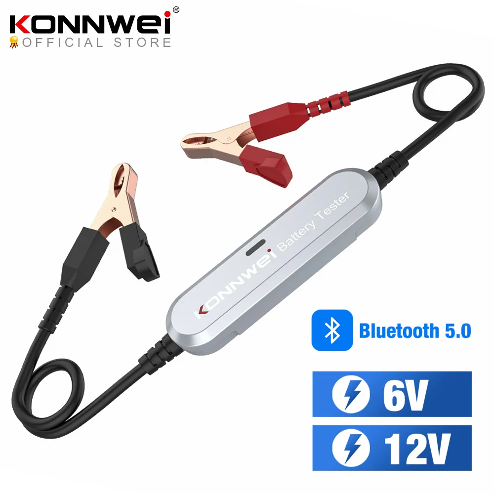 KONNWEI BK100 Bluetooth 5.0 Car Motorcycle Battery Tester 6V 12V Battery Analyzer 100 to 2000 CCA Charging Cranking Test Tools