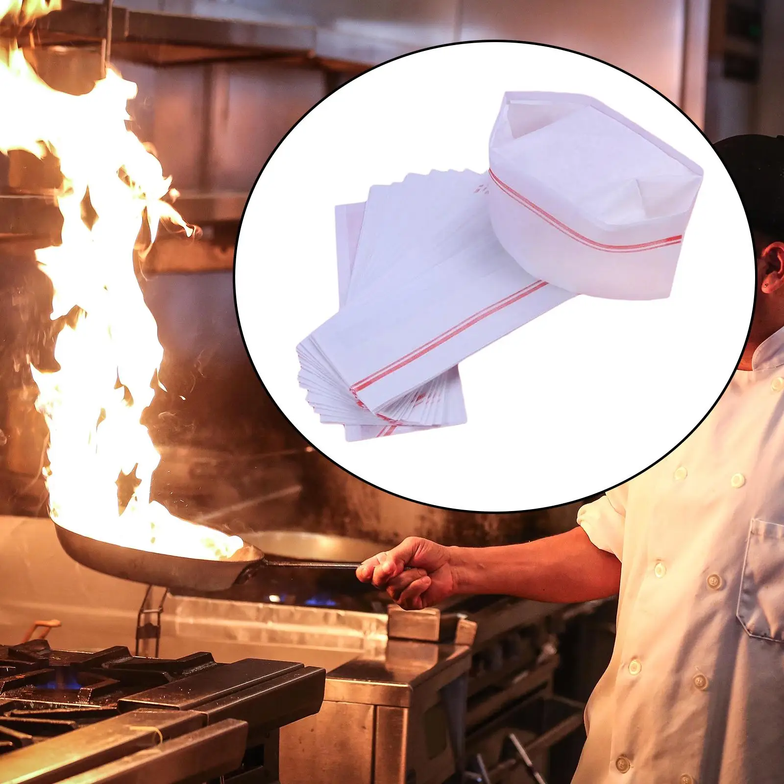 40 Pack Disposable Chef Hat Chef Cap for Food Restaurants, Home Kitchen, School, Classes, Catering Equipment, Red and White