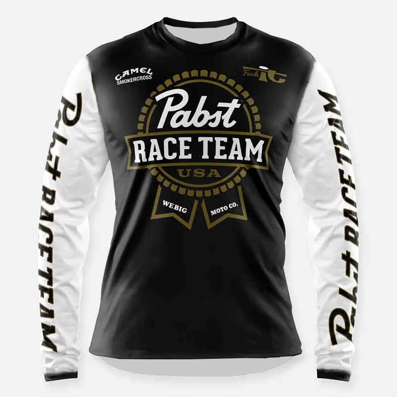 

Summer New Retro Motorcycle Off-Road Suit Black Checkered Riding Suit Men's Top Long Sleeved Breathable Quick Drying T-Shirt