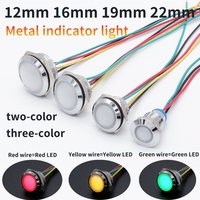 1pcs 12mm 16mm 19mm 22mm Metal LED Indicator Light Waterproof Two Color Three Color Signal Lamp Red Yellow Green 5V 12V 24V 220V