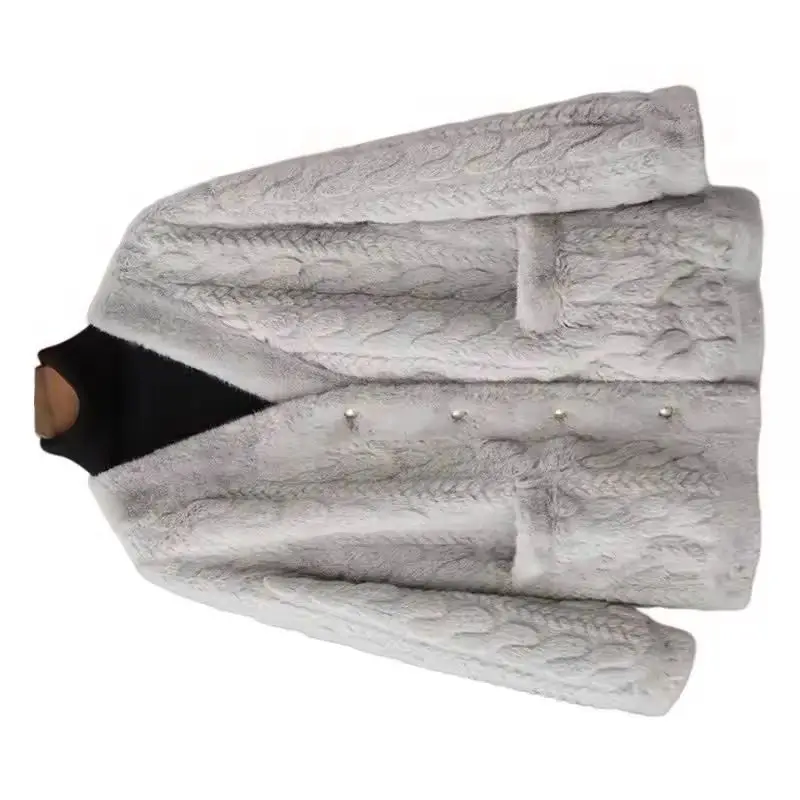 Temperament Mao Mao Coat Women's 2026 Autumn Winter New  Environmental Protection Fur Jacket V-Neck Thicken Outwear Female