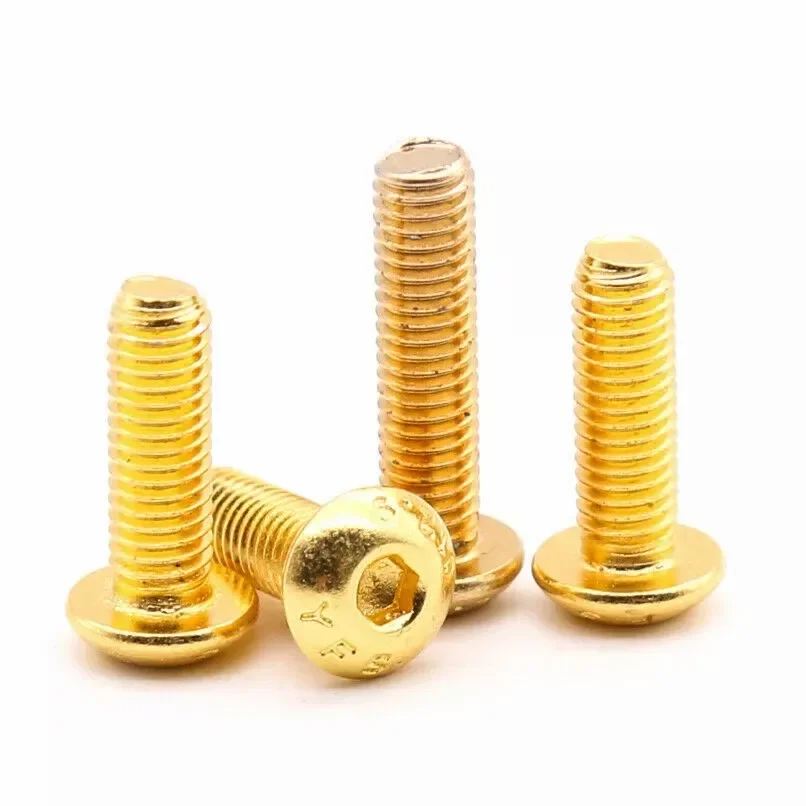 M2 M2.5 M3 M4 M5 チタン合金鋼メッキゴールドボタンヘッドソケットキャップネジ六角ボルトバイクオートバイモデル