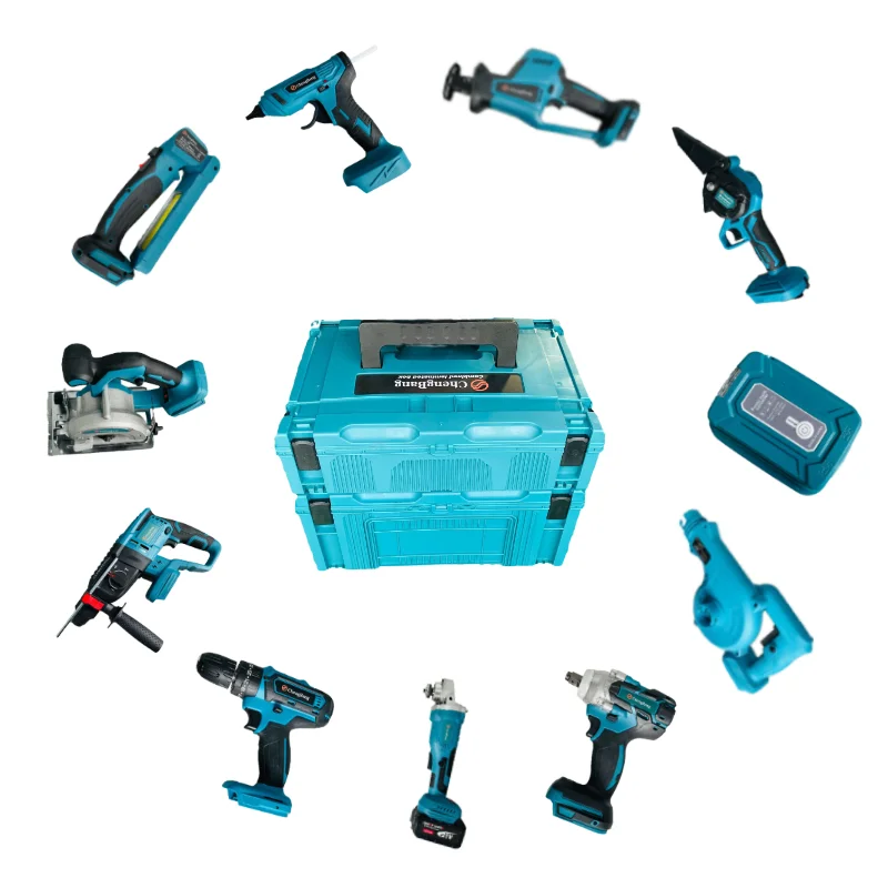 

CE/FCC/RoHS 11 шт. Беспроводная угловая шлифовальная машина Комбинированный ящик для инструментов с прожектором Перезаряжаемые бесщеточные комбинированные наборы электроинструментов