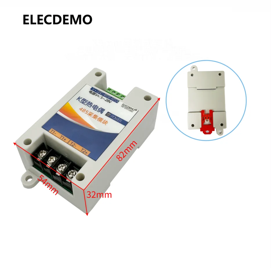اثنين من المزدوجات الحرارية K إلى 485 وحدة الاستحواذ جهاز إرسال درجة الحرارة 0-1024 درجة بروتوكول Modbus RTU #2
