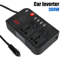 4 USB Ports Car Inverter 4 AC Sockets DC 12V to AC 220V Converter ON/OFF Switch 300W Overload Protection With Fuse Power Adapter