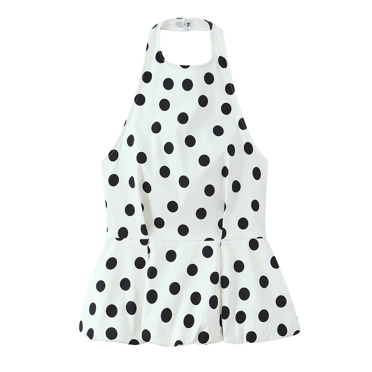 

Koekop 2026 Women's Fashion Polka Dot Balloon-Style Backless Halter Top Vintage Temperament Women's Chic Lady Backless Shirt