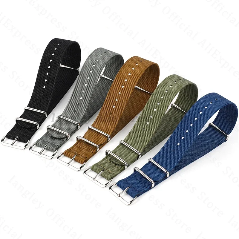 Quality Nylon Watch Strap 18mm 20mm 22mm for Seiko for Military Ribbed Fabric Braid for Huawei Watch Gt3/4 Wristband for Samsung