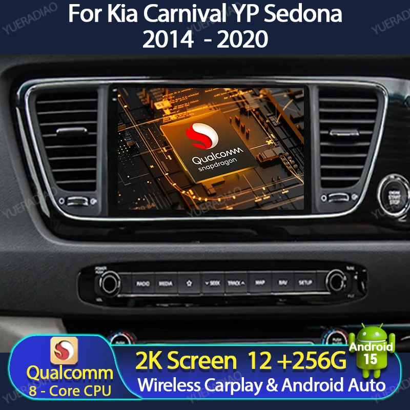 

Android 15 Car Radio For Kia Carnival YP Sedona 2014 2015 2017 2018 - 2020 GPS NAVI 4G WIFI Multimedia Video Player QLED BT 2DIN