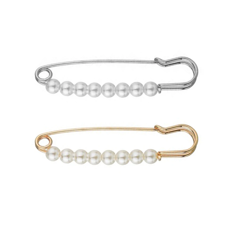 

2pcs Anti-explosion Buckle Pearl Brooch Pins Artificial Pearl Design Alloy Lapel Fashion Durable Clothes Accessories Gift
