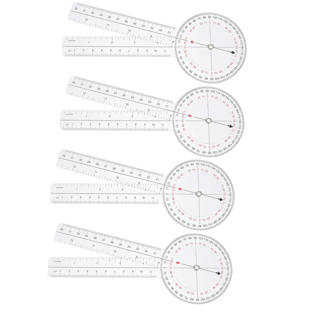 4Pcs Protractor Plastic Goniometer Clear Angle Ruler Portable Measuring Tool High Precision Drawing Drafting Instrument