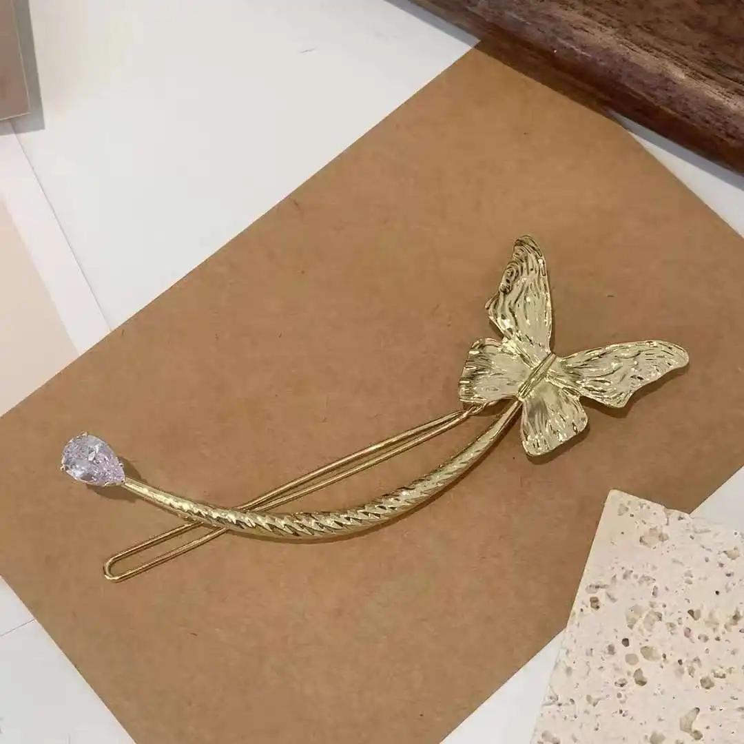 2022 Korean Metal Hairpin U Shape Hairgrips Pearls Hair Clips Vintage Crystal Butterfly Hair Barrettes Bun Hairstyle Accessories