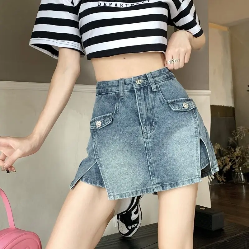 

Woman Denim Pants Skirt Patchwork Gyaru High Waist Jeans Chorts Skirts For Women Offer Aesthetic Hot 2024 Trend Vintage Summer