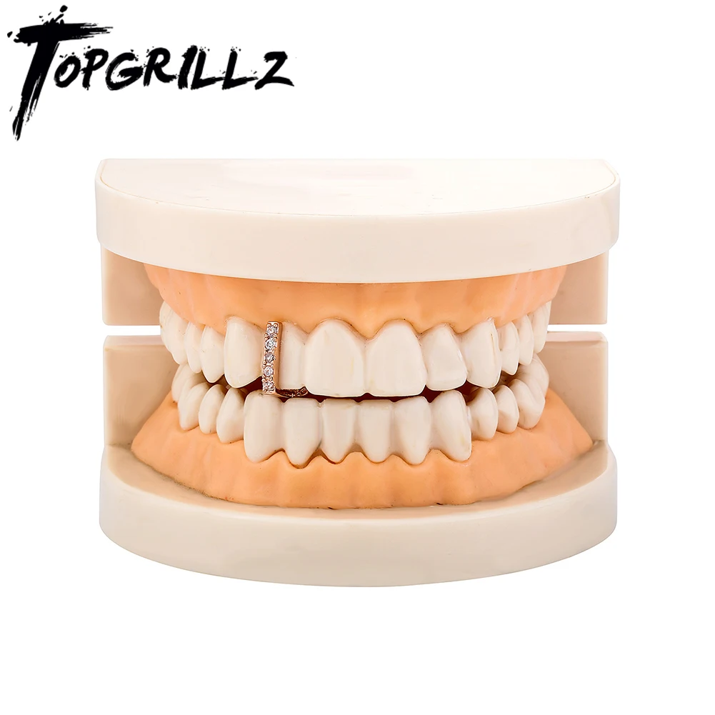 Topgrillz Nieuwe Hip Hop Gouden Tanden Grillz Top Crystal Grills Dental Mond Punk Tanden Caps Cosplay Party Tand Rapper Sieraden gift