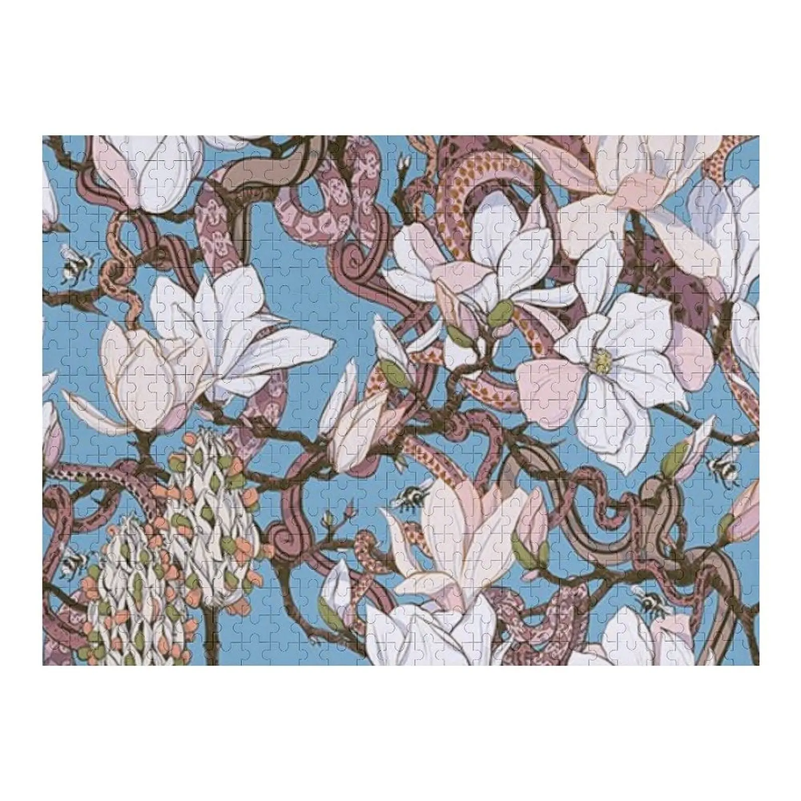 

snakes and magnolias Jigsaw Puzzle Custom Photo Custom Jigsaw Christmas Gifts Wood Photo Personalized Puzzle