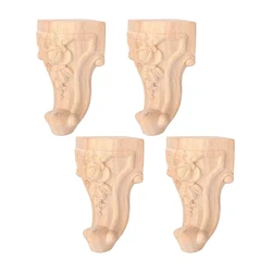 4 Pcs Furniture Legs European Style Cabinet Legs Wood Carved Table Foot Sofa Feet (15X6cm)