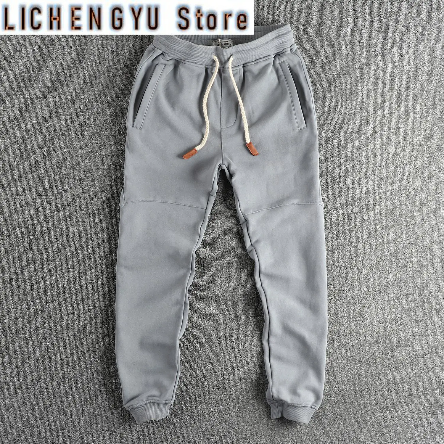 Autumn New American Retro Terry Cloth Solid Color Sweatpants Men's Simple Washed Drawstring Casual Sports Youth Ankle-tied Pants