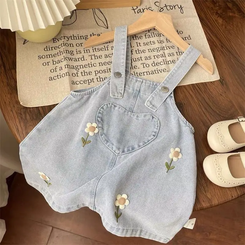 Baby Girls Strap Dress Set Spring and Autumn Children\'s Clothing suit New Cowboy Doll Neck Shirt Skirt Two piece Set