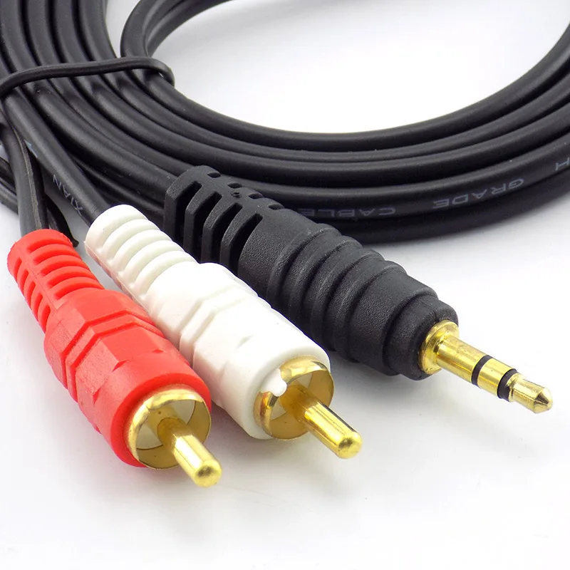 1.5M 3M 5M 10M 3.5mm Plug Jack Connector to 2 RCA Male Music Stereo Adapter Cable Audio AUX Line for Phones Sound Speakers J17