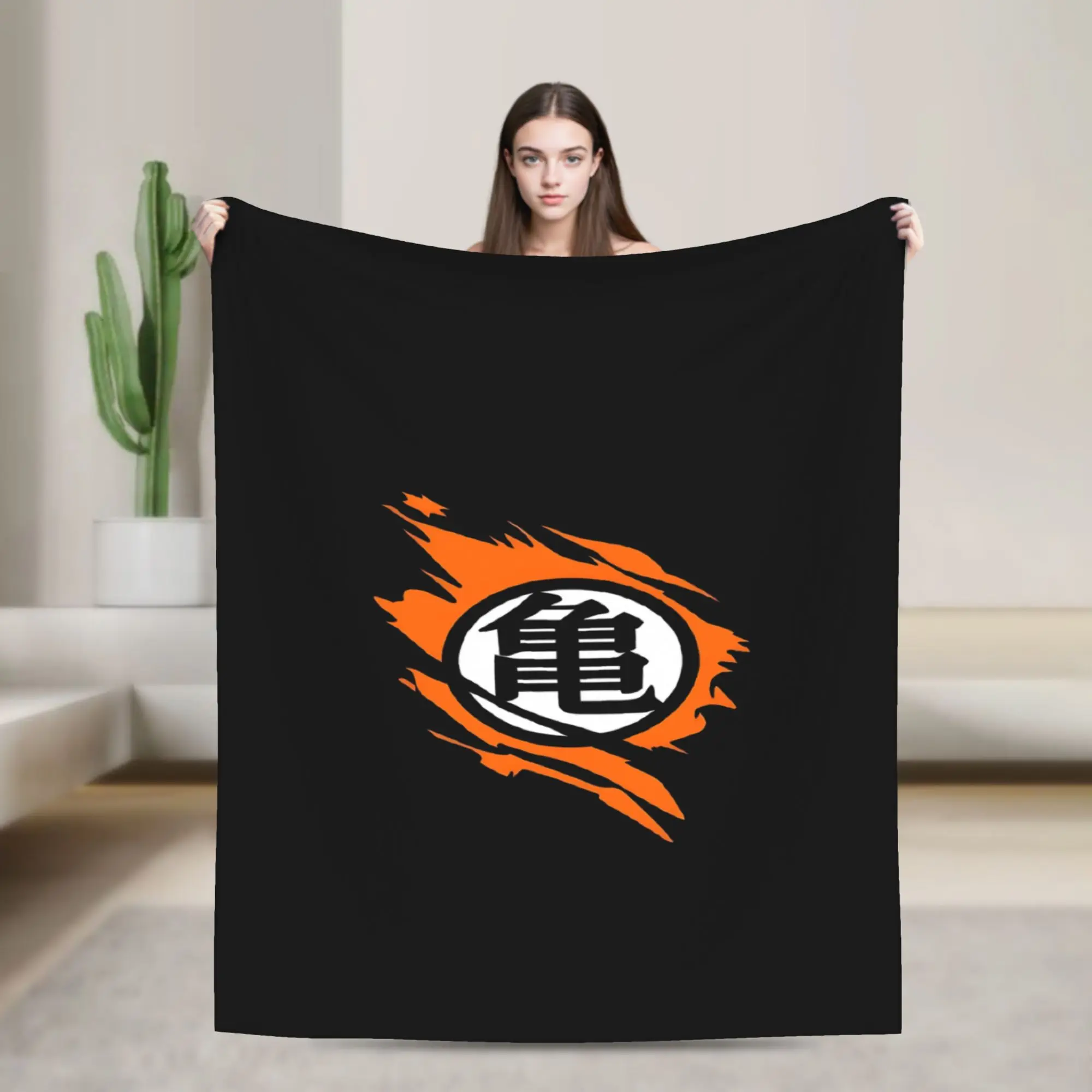 Kanji Symbol Dragon Ball Flannel Blanket  Super Warm Bedding Throws for Home Decor Travel Street Trend Bedspread Bed Cover