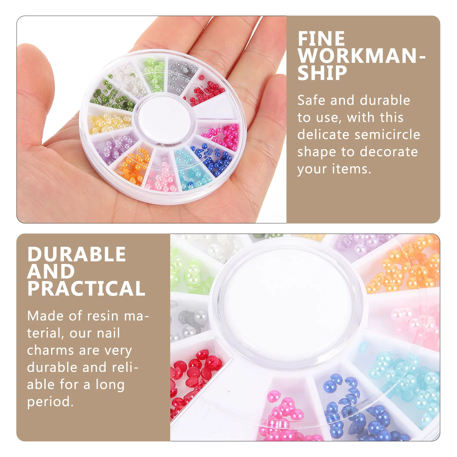 

Pearl Plate 3 Boxes 2mm White Resin Nail Charms Craft Accessories Flat Back Pearls Half Round Pearls Manicure Supply