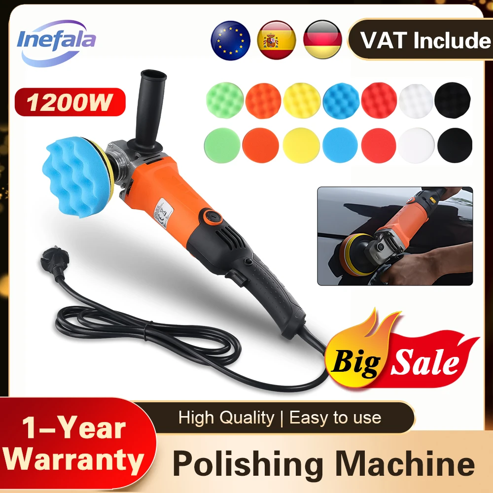 Podofo 1200W 8800RPM Autopolierer Elektrische Poliermaschine für Fahrzeuge und Möbel mit 14 Schwammrädern