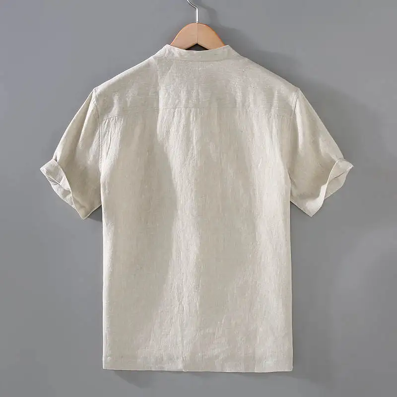 

Летняя мужская рубашка из хлопка и льна в китайском стиле, винтажная, на пуговицах, в стиле Тан, Ханьфу, свободного кроя, больших размеров