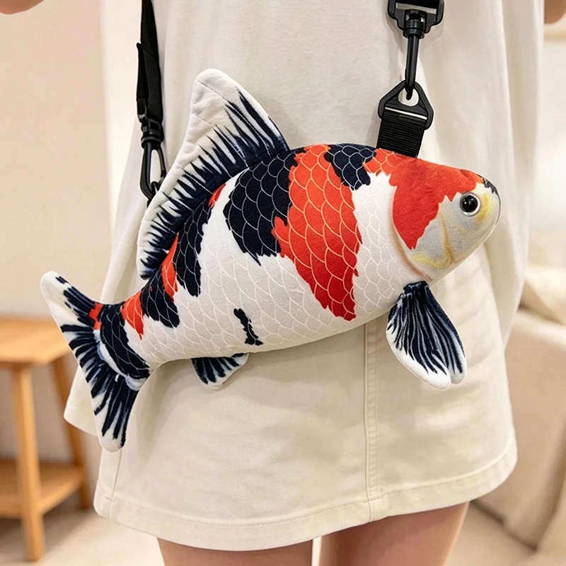 1Pc 30cm Lovely Clownfish Koi Fish Sea Fish Plush Bag Toys Makeup Bag Coin Purse Plushie Doll Kawaii Toy for Children Girls