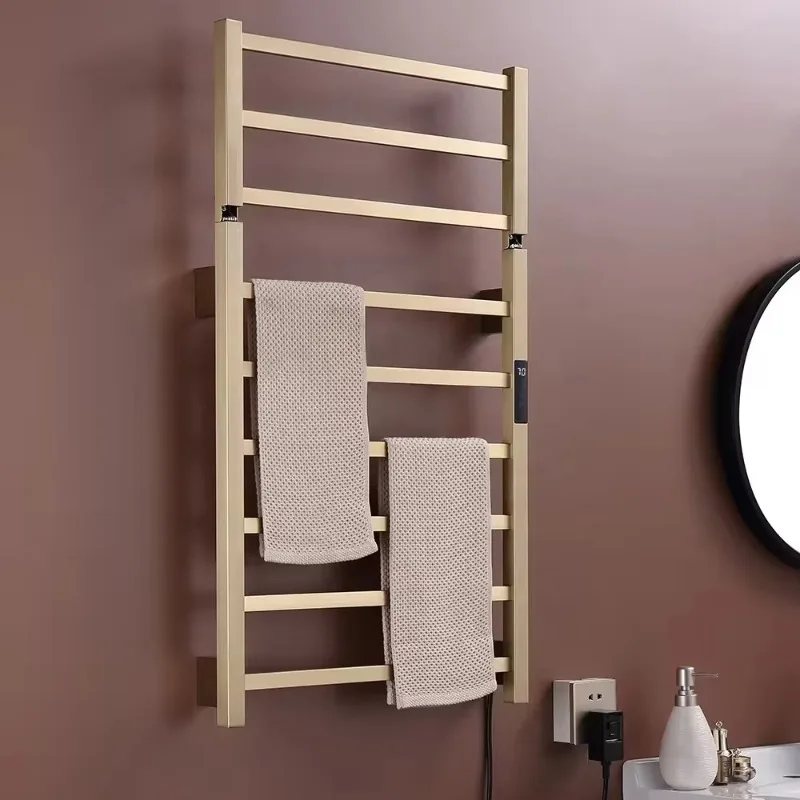 Foldable Stretch Heating Electric Towel Warmer Heated Towel Rack Square Pole Stainless Steel Towel Rack for Bathroom