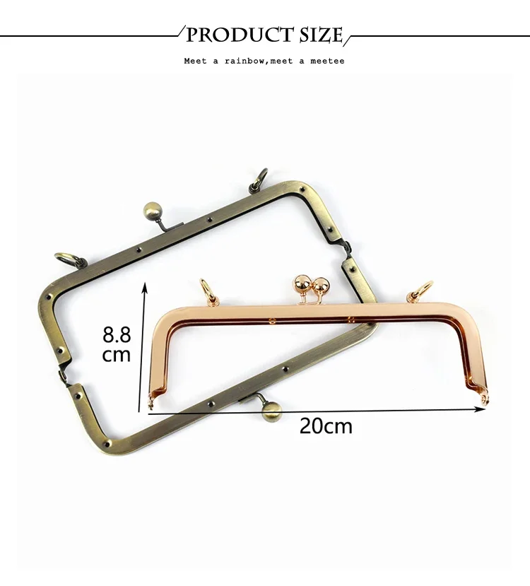 Deepeel 1-5Pcs 20/25cm Purse Frame Kiss Clasp Metal Square Smooth Handles for Bag DIY Sewing Brackets Screw Wallet Accessories