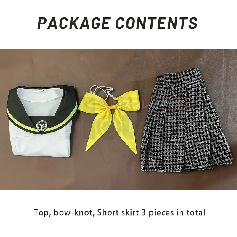 HOLOUN P4 لعبة Kujikawa Rise تأثيري حلي التطريز شارة المدرسة منقوشة نمط تنورة الصيف نسخة بحار القوس العلوي عقدة