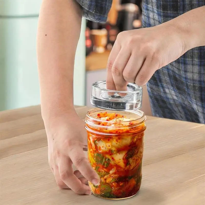 1pcs Fermented Glass Weights Wide Mouth Jars Lids Kitchen Gadgets Sealed Storage Container Lids Cheese Fermentation